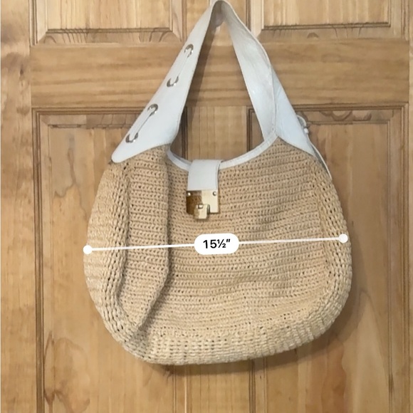 Jimmy Choo Beige and White Raffia Shoulder Bag - Picture 15 of 16
